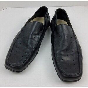 Taryn Rose Men's Leather Perforated Slip On Loafers Shoes Black Size 42.5